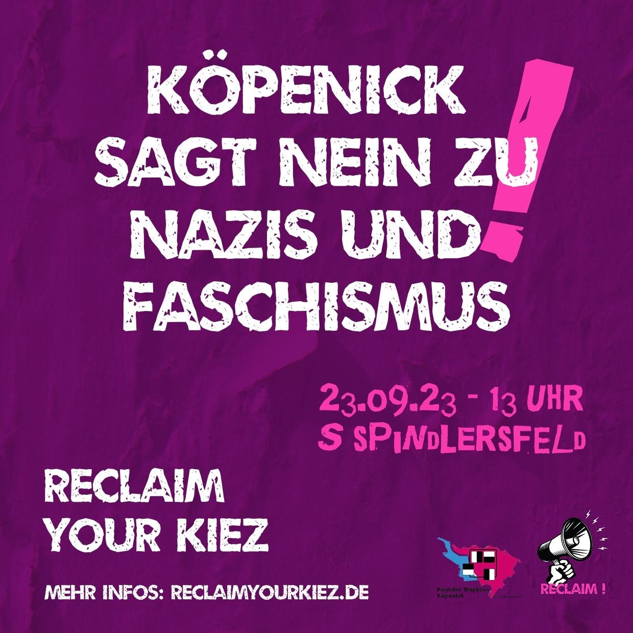 Text: Köpenick sagt nein zu Nazis und Faschismus